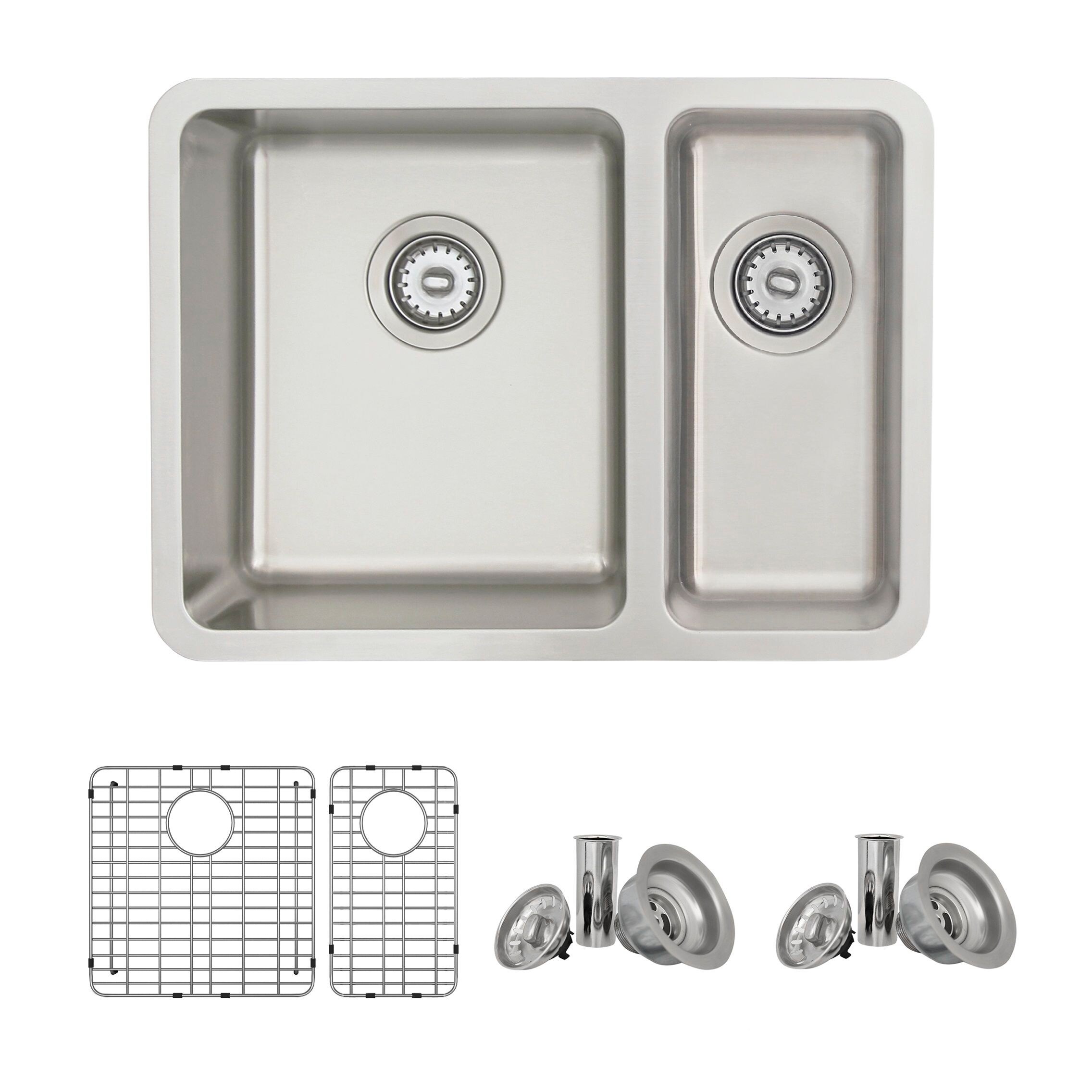 23 3/4"L x 17 3/4"W Dual Mount Stainless Steel 70/30 Double Bowl